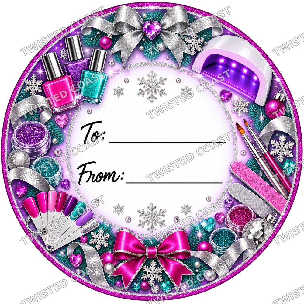 Christmas Chocolate Tub Label – Nail Technician Purple To & From