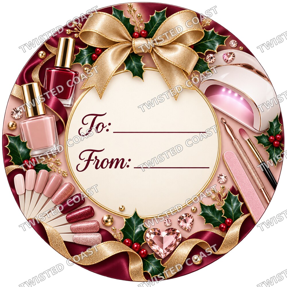 Christmas Chocolate Tub Label – Nail Technician Rose Gold To & From