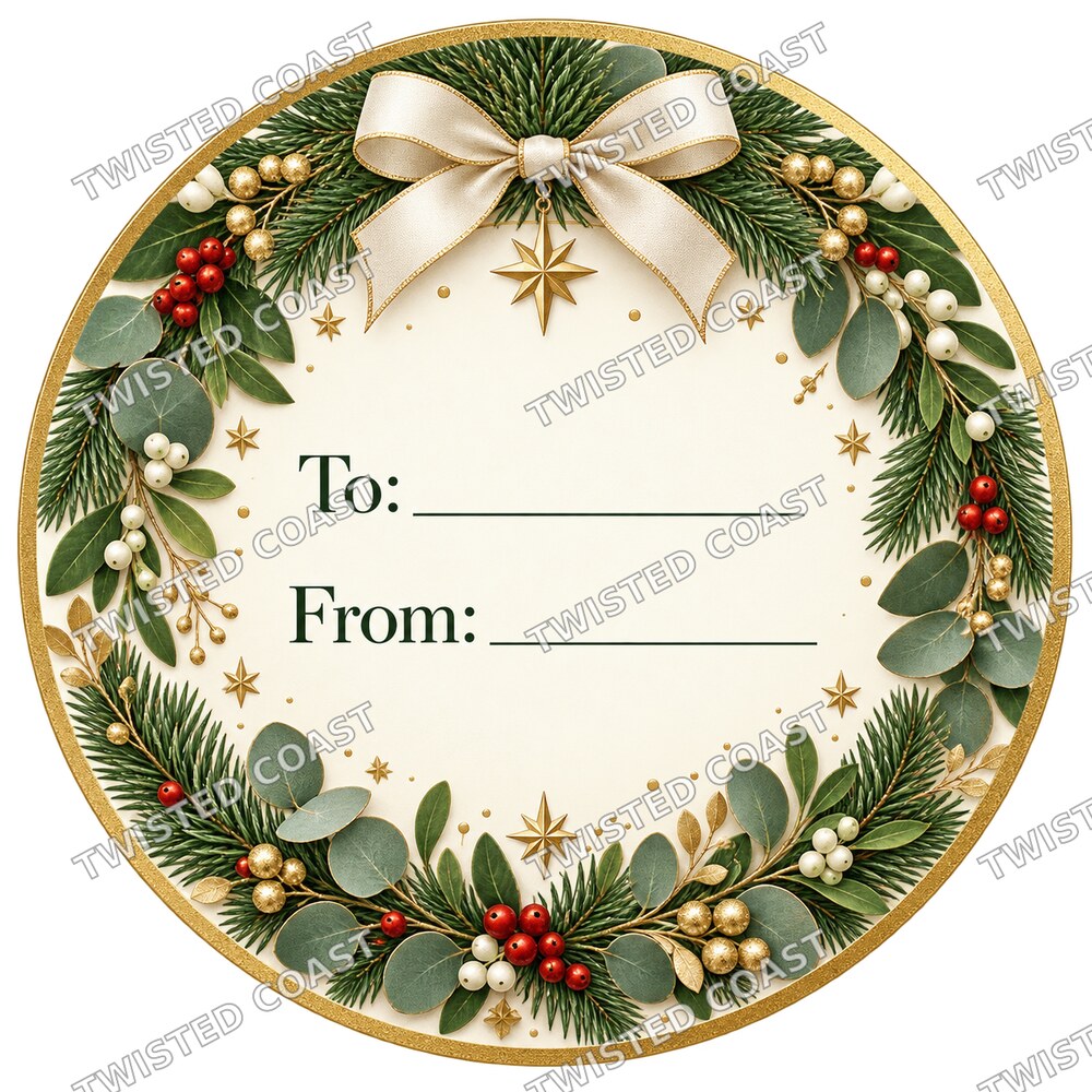 Christmas Chocolate Tub Label – Natural Greenery To & From