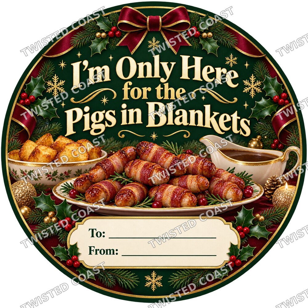 Christmas Chocolate Tub Label – Pigs in Blankets