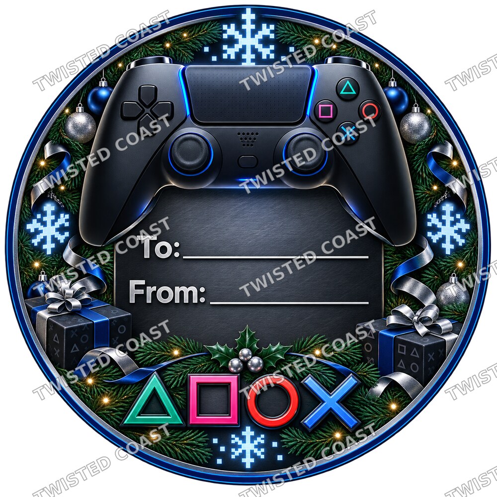 Christmas Chocolate Tub Label – PlayStation Midnight Blue To & From