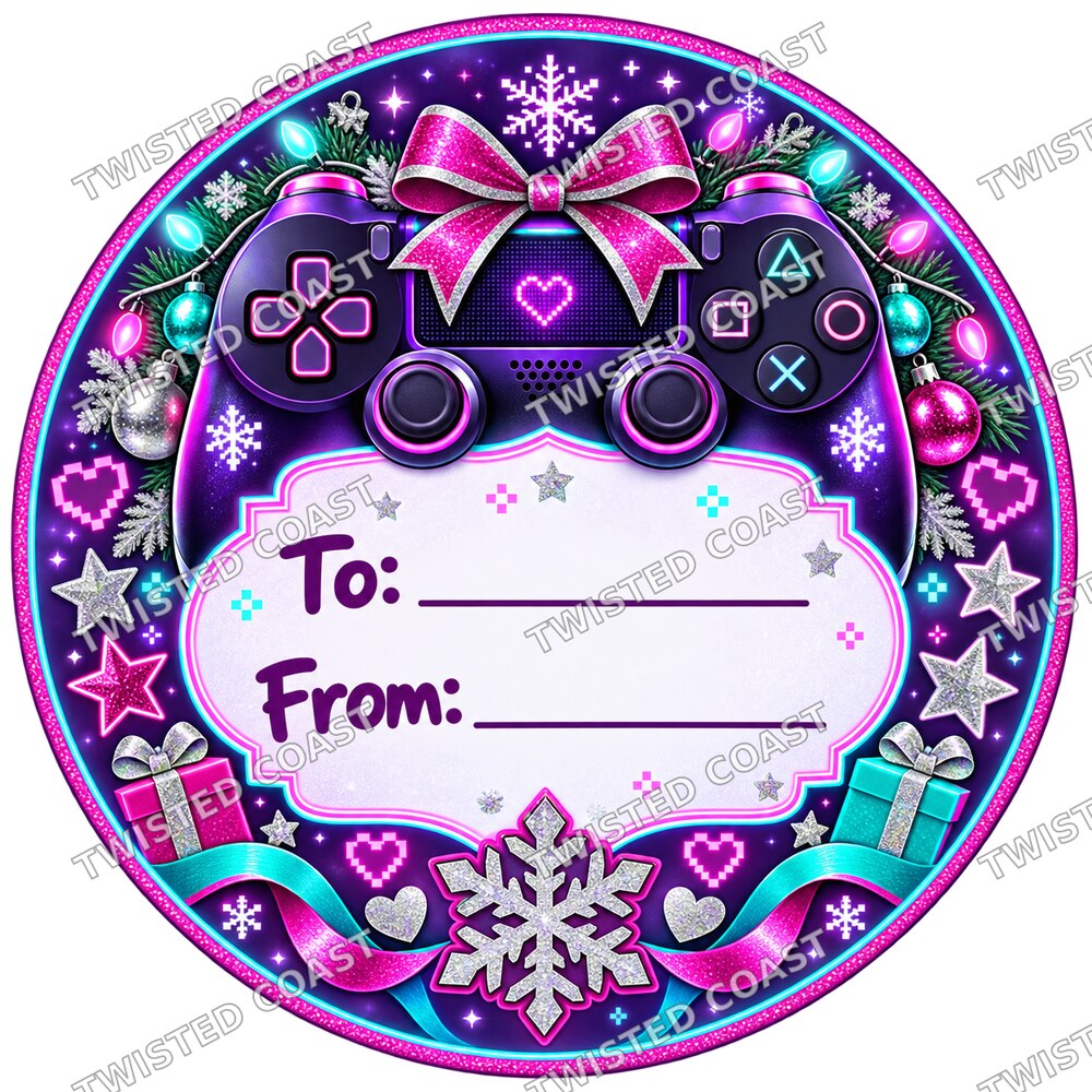 Christmas Chocolate Tub Label – PlayStation Pink To & From
