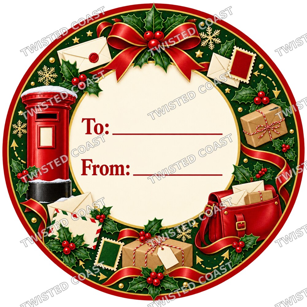 Christmas Chocolate Tub Label – Postman Classic To & From