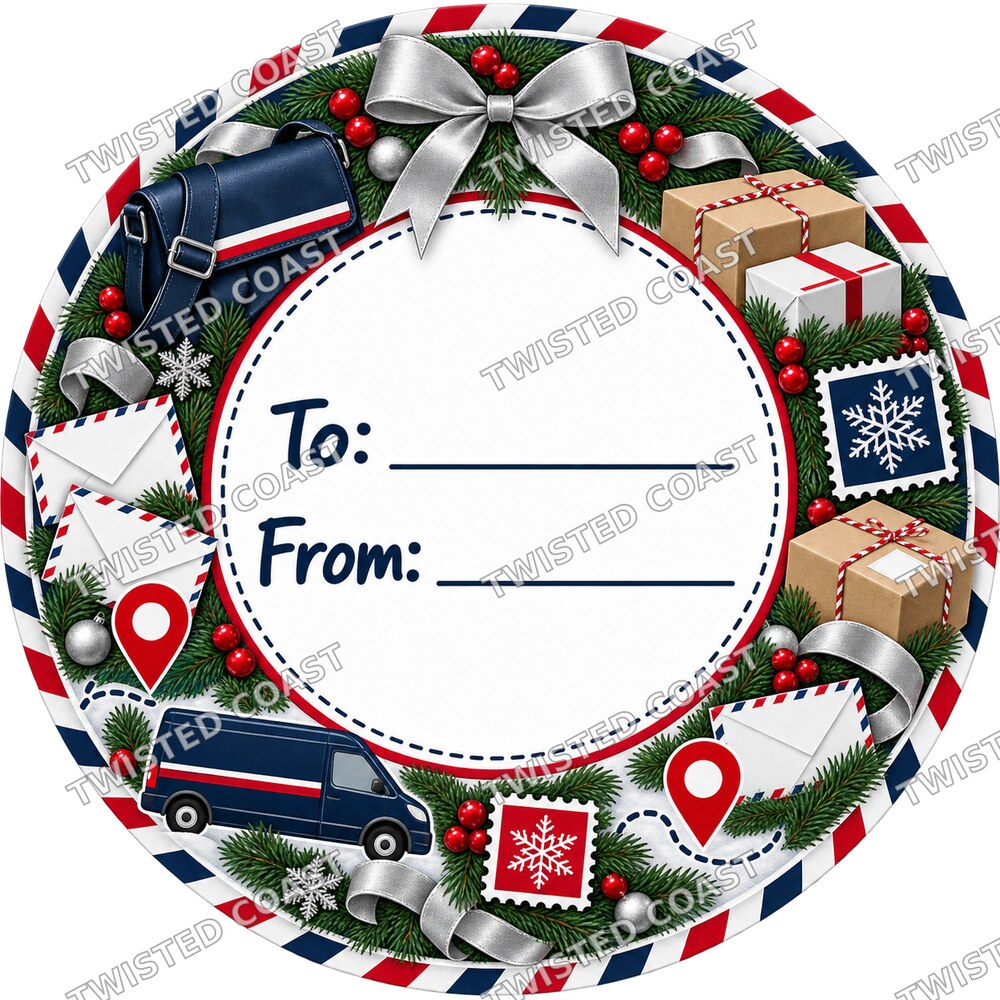 Christmas Chocolate Tub Label – Postman Modern To & From