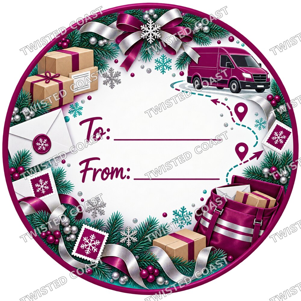 Christmas Chocolate Tub Label – Postwoman Pink To & From