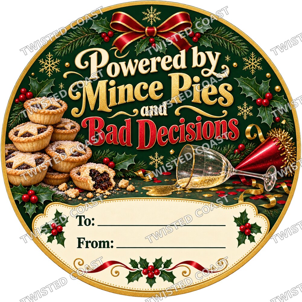 Christmas Chocolate Tub Label – Powered by Mince Pies