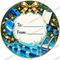 Christmas Chocolate Tub Label – Swimming Instructor Blue & Gold To & From