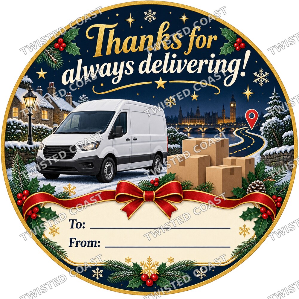 Christmas Chocolate Tub Label – Thanks for Delivering All Year Round – Delivery Driver