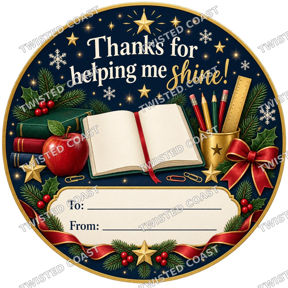 Christmas Chocolate Tub Label – Thanks for Helping Me Shine – Teaching Assistant