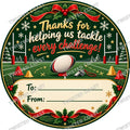 Christmas Chocolate Tub Label – Thanks for Helping Us Tackle Every Challenge – UK Rugby Coach