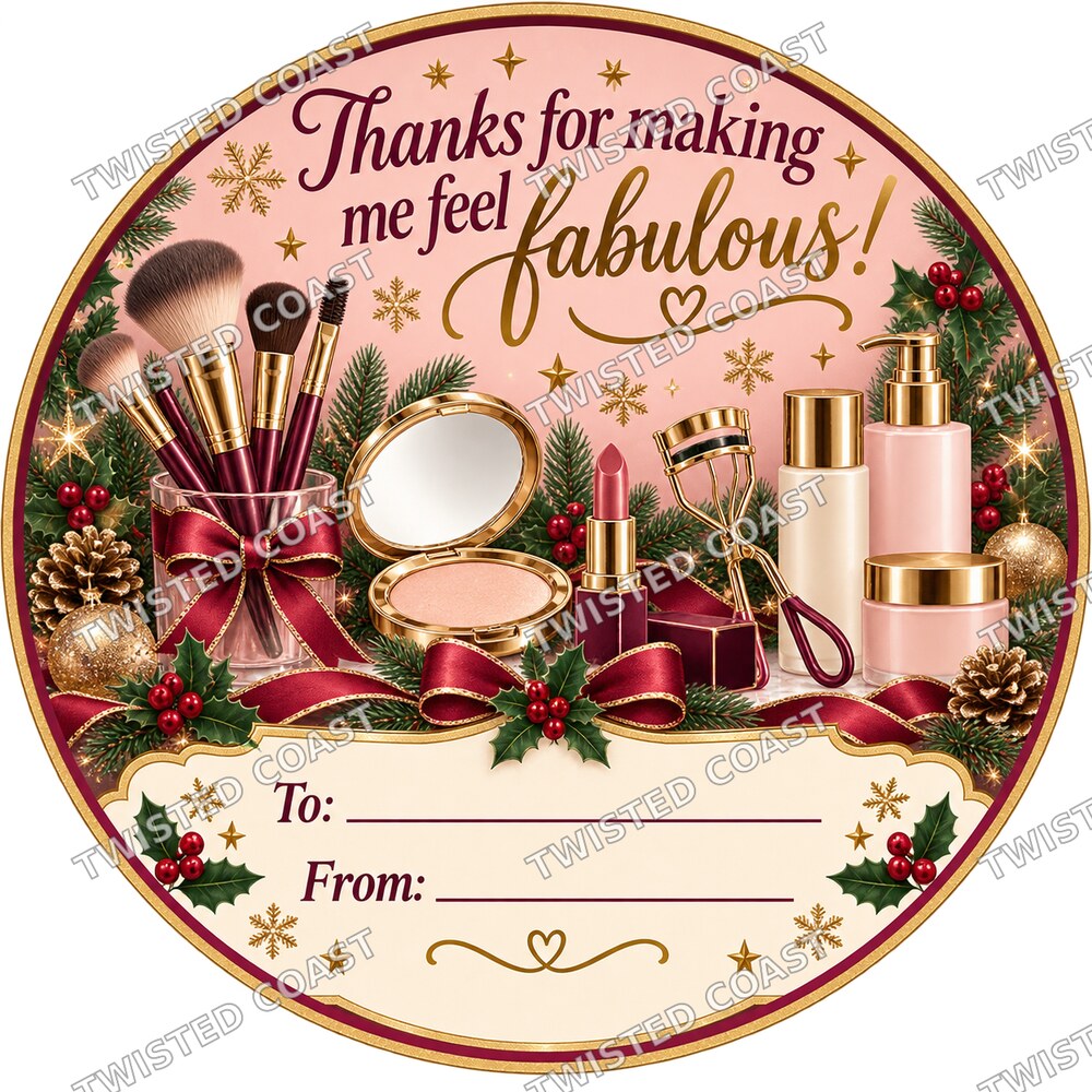 Christmas Chocolate Tub Label – Thanks for Keeping Me Glowing – Beautician