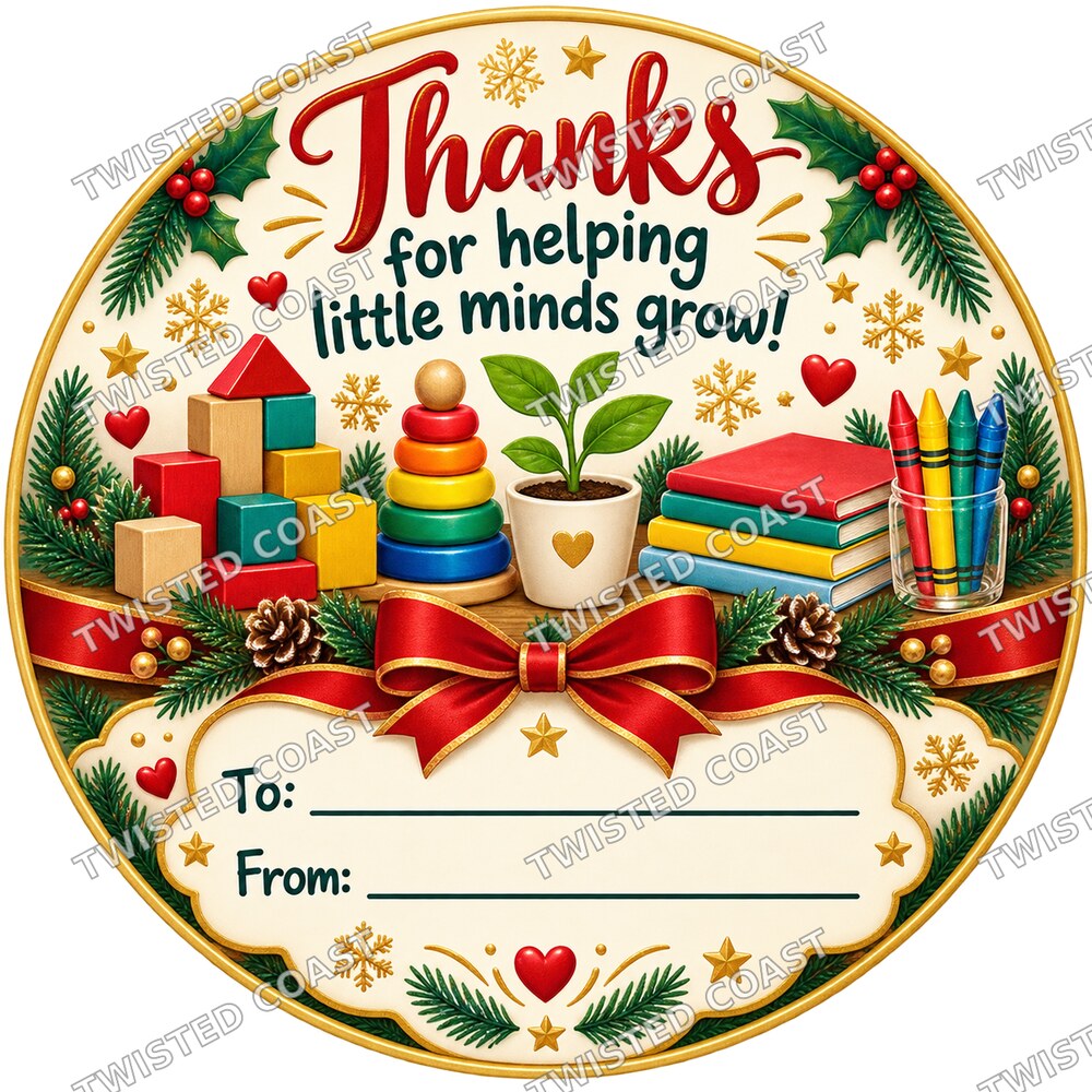 Christmas Chocolate Tub Label – Thanks for Looking After the Little Ones – Childminder