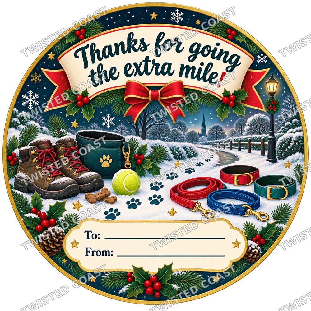 Christmas Chocolate Tub Label – Thanks for Wearing Out the Dog – Dog Walker