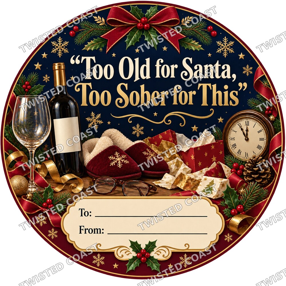 Christmas Chocolate Tub Label – Too Old for Santa
