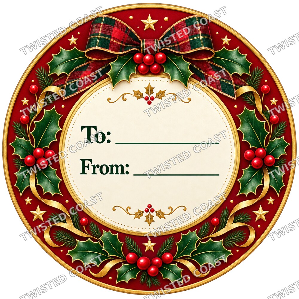 Christmas Chocolate Tub Label – Traditional Holly To & From