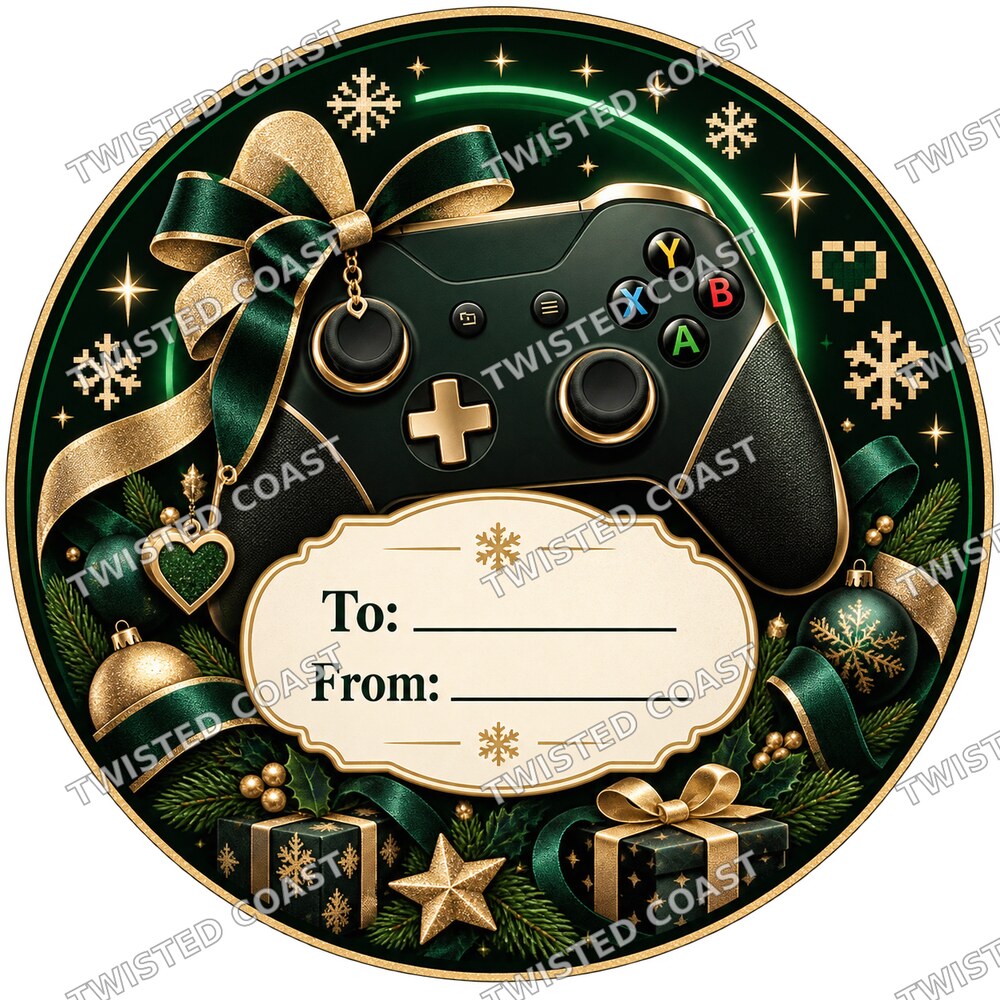 Christmas Chocolate Tub Label – Xbox Black & Gold To & From
