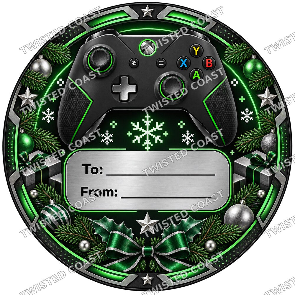 Christmas Chocolate Tub Label – Xbox Black & Green To & From