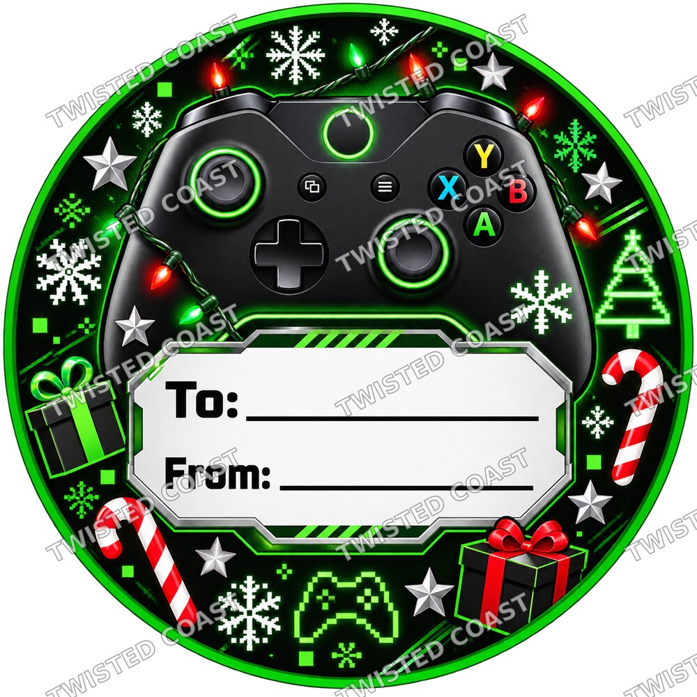 Christmas Chocolate Tub Label – Xbox Green To & From