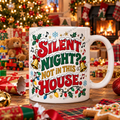Watermarked Christmas mug mockup: Silent night? Not in this house