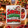 Watermarked Christmas mug mockup: Santa’s watching. He looks disappointed
