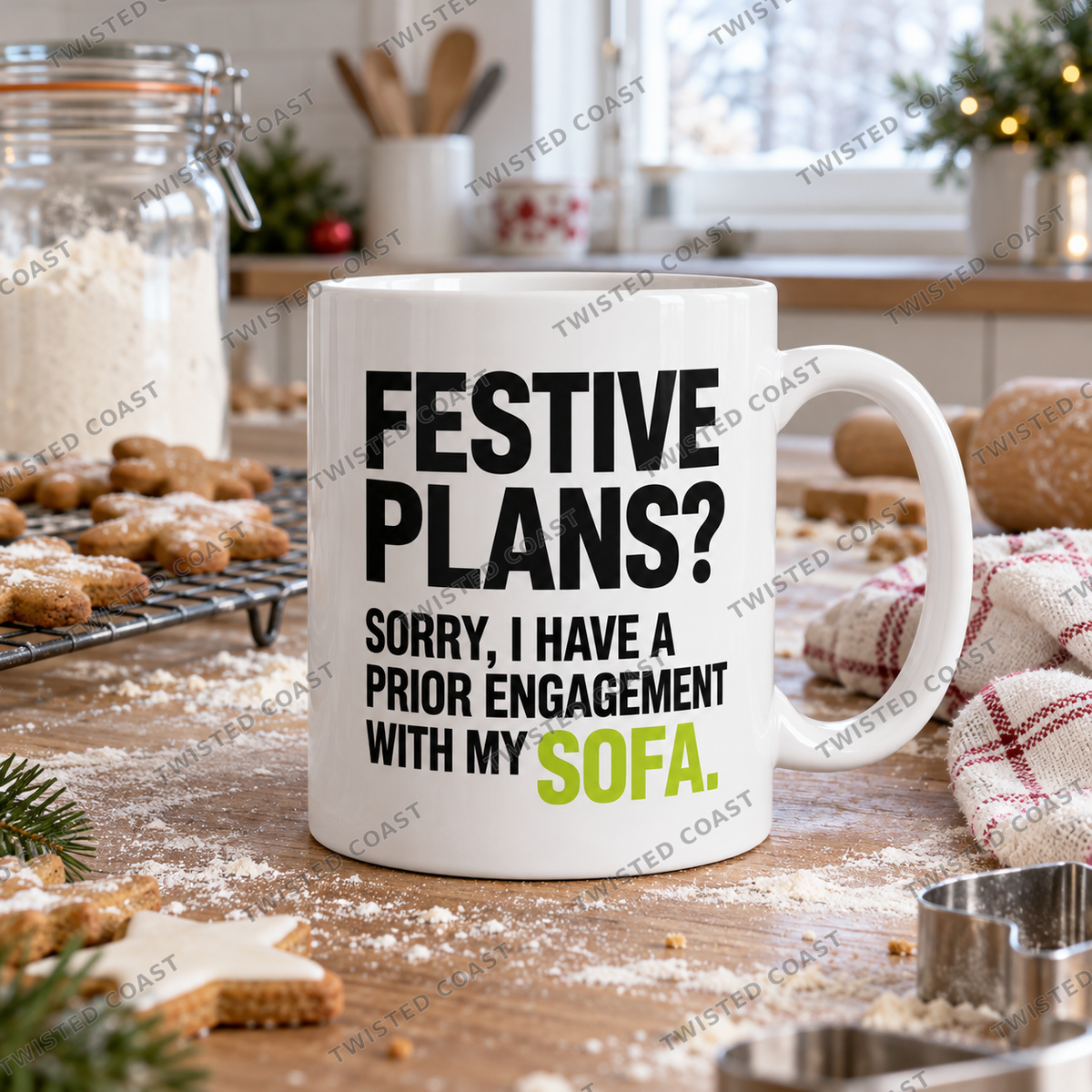 Watermarked Christmas mug mockup: Deck the halls? I’d rather deck my hubby
