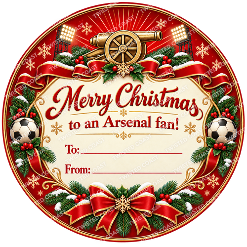 Arsenal fan Christmas chocolate tub label – watermarked product preview