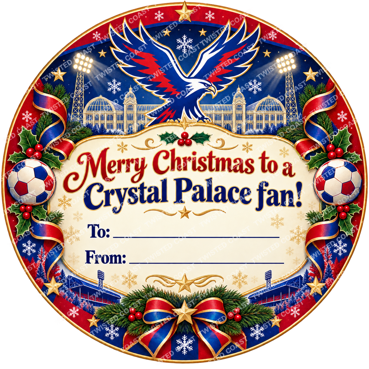 Crystal Palace fan Christmas chocolate tub label – watermarked product preview