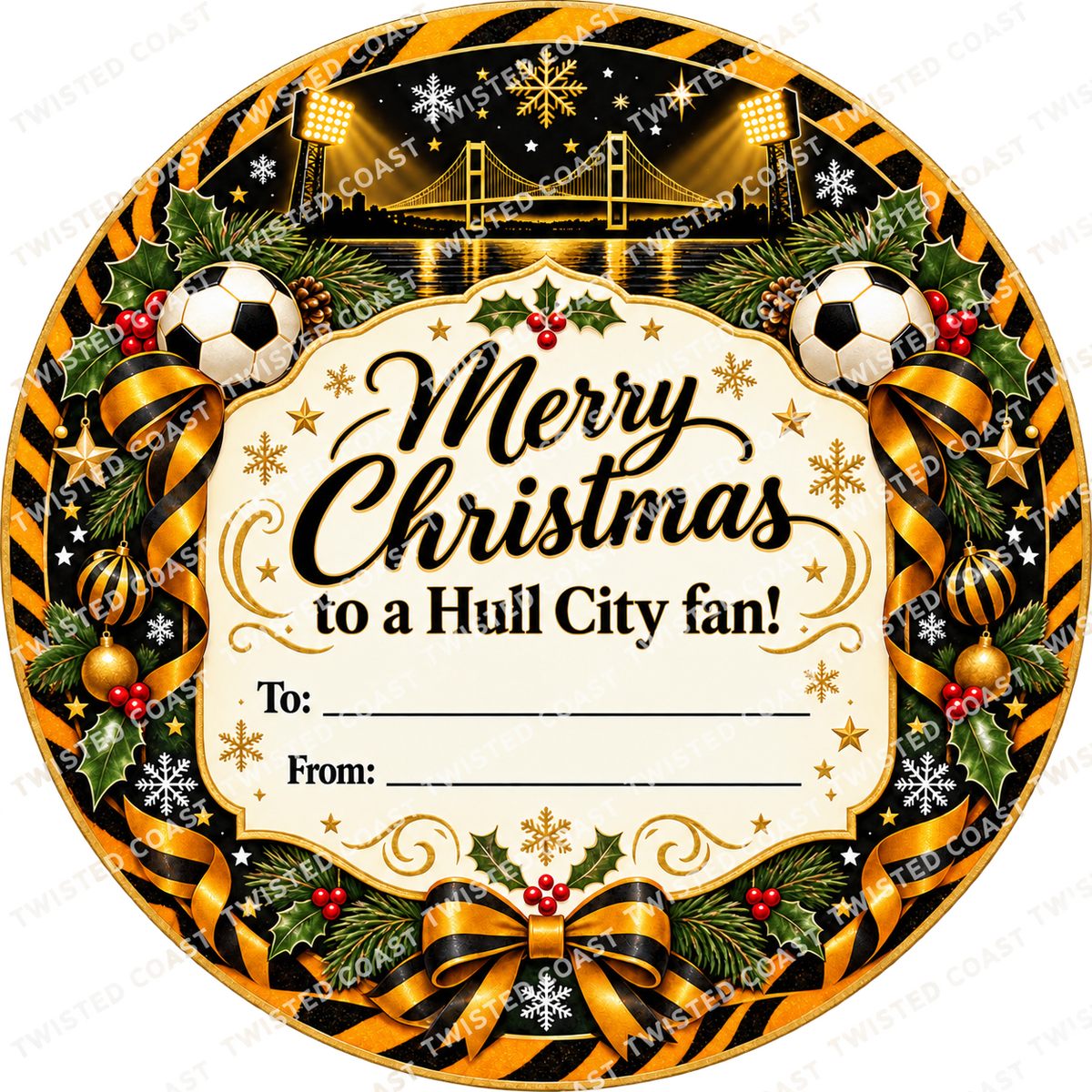 Hull City fan Christmas chocolate tub label – watermarked product preview