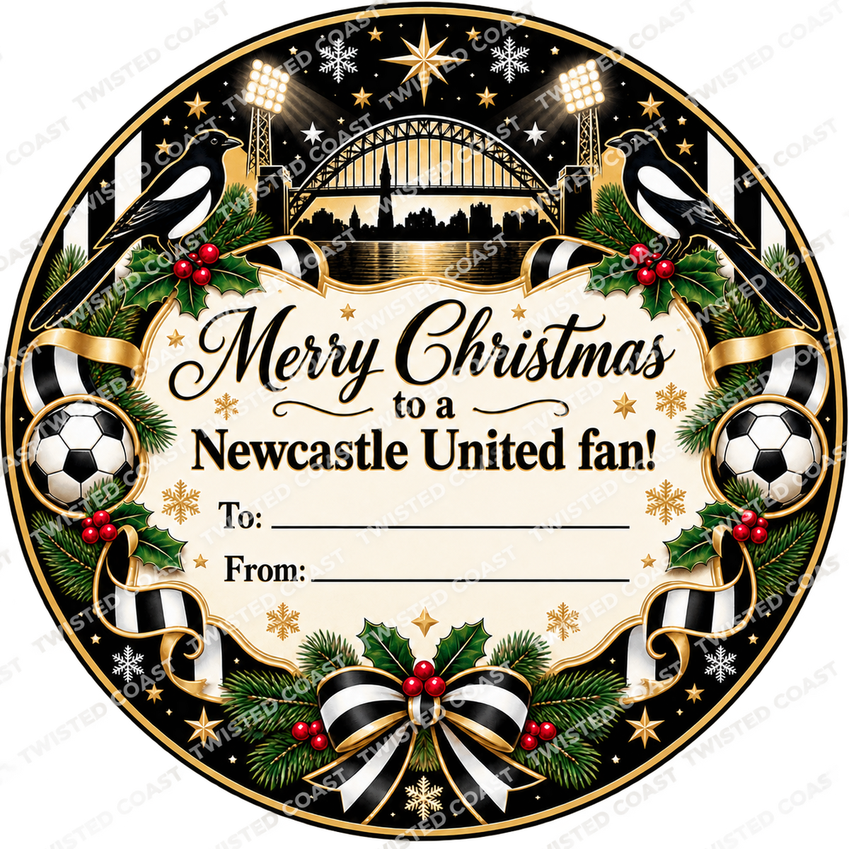 Newcastle United fan Christmas chocolate tub label – watermarked product preview