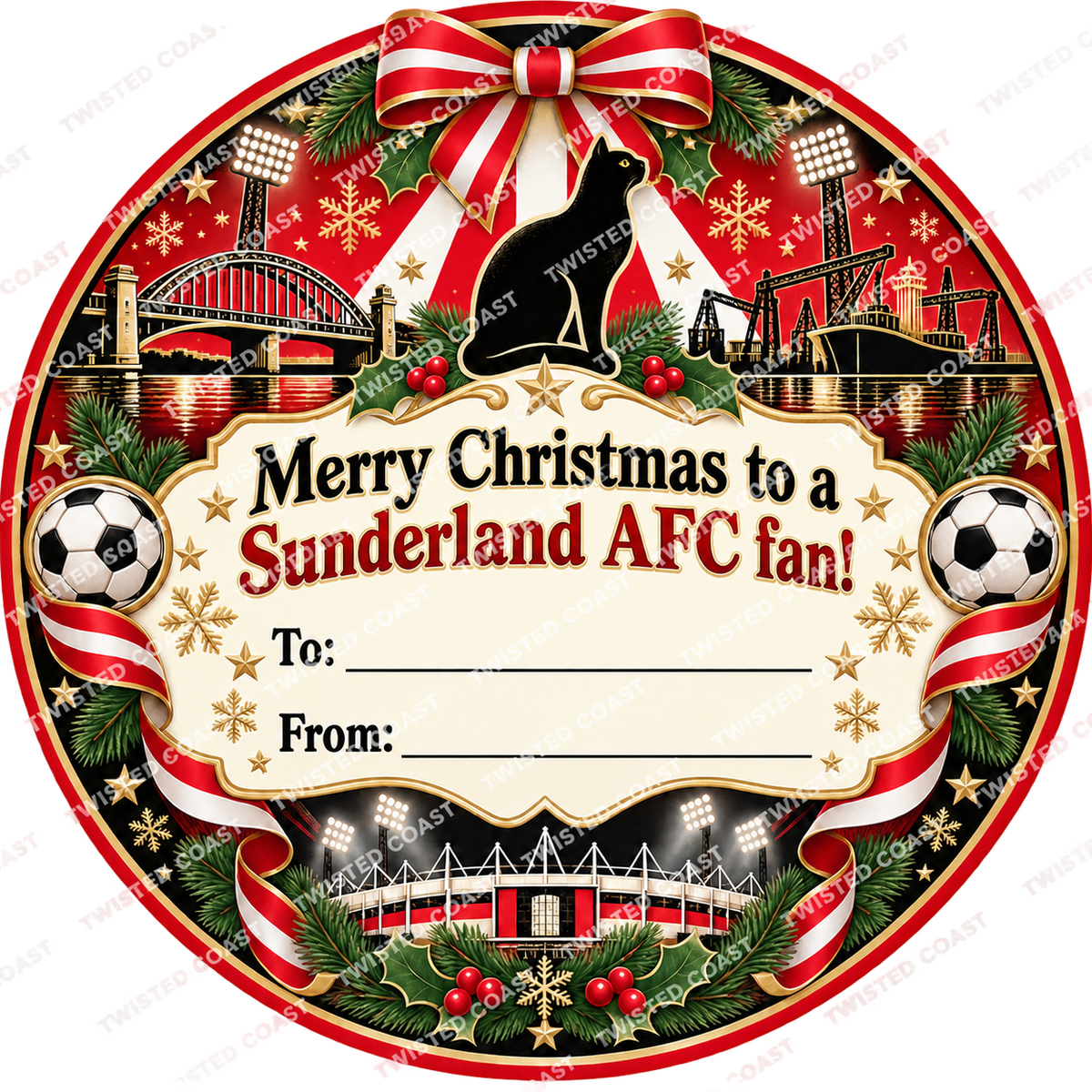 Sunderland AFC fan Christmas chocolate tub label – watermarked product preview