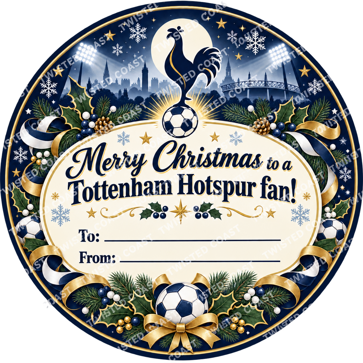 Tottenham Hotspur fan Christmas chocolate tub label – watermarked product preview