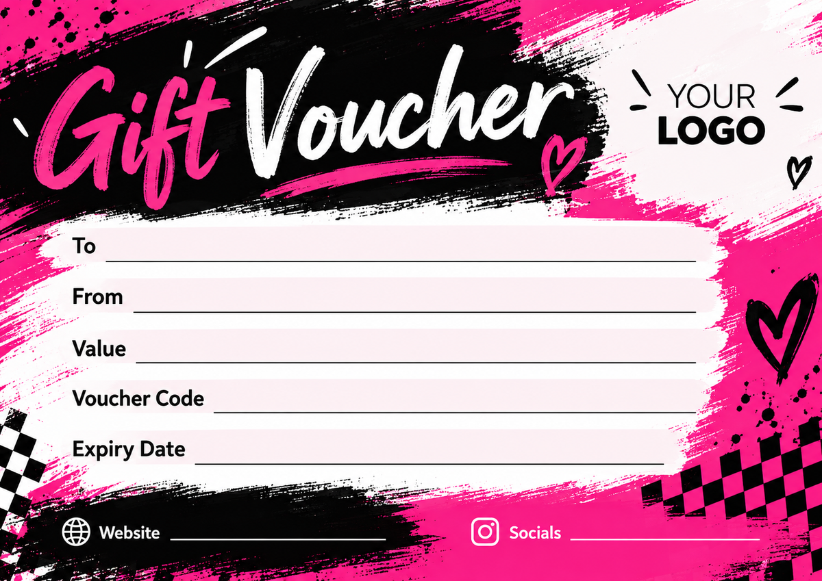 Personalised A6 gift voucher design 1