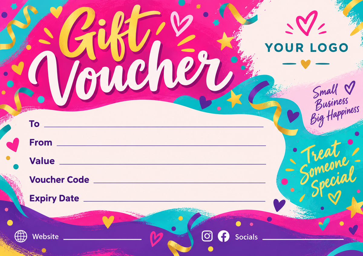 Personalised A6 gift voucher design 10