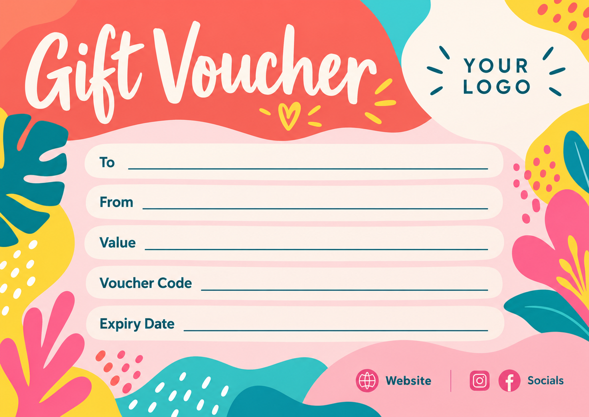 Personalised A6 gift voucher design 4