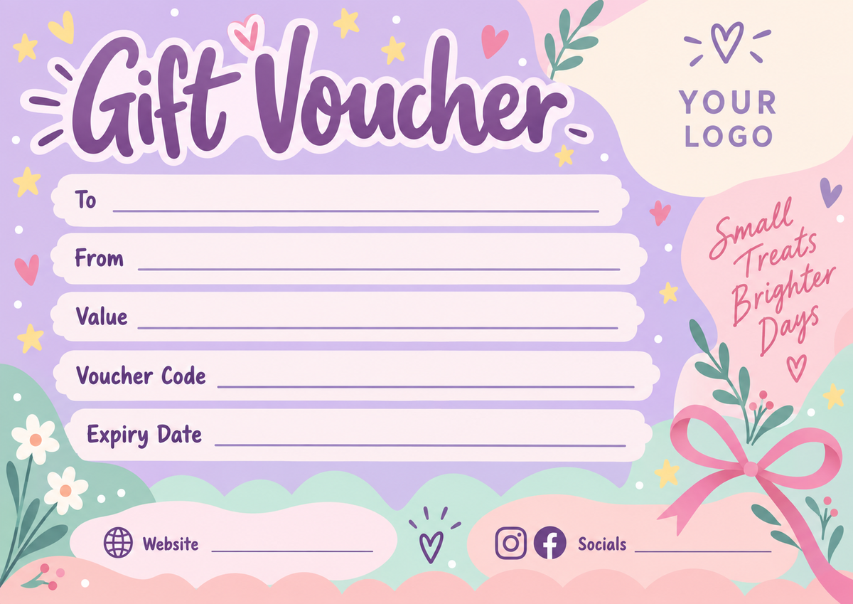 Personalised A6 gift voucher design 5