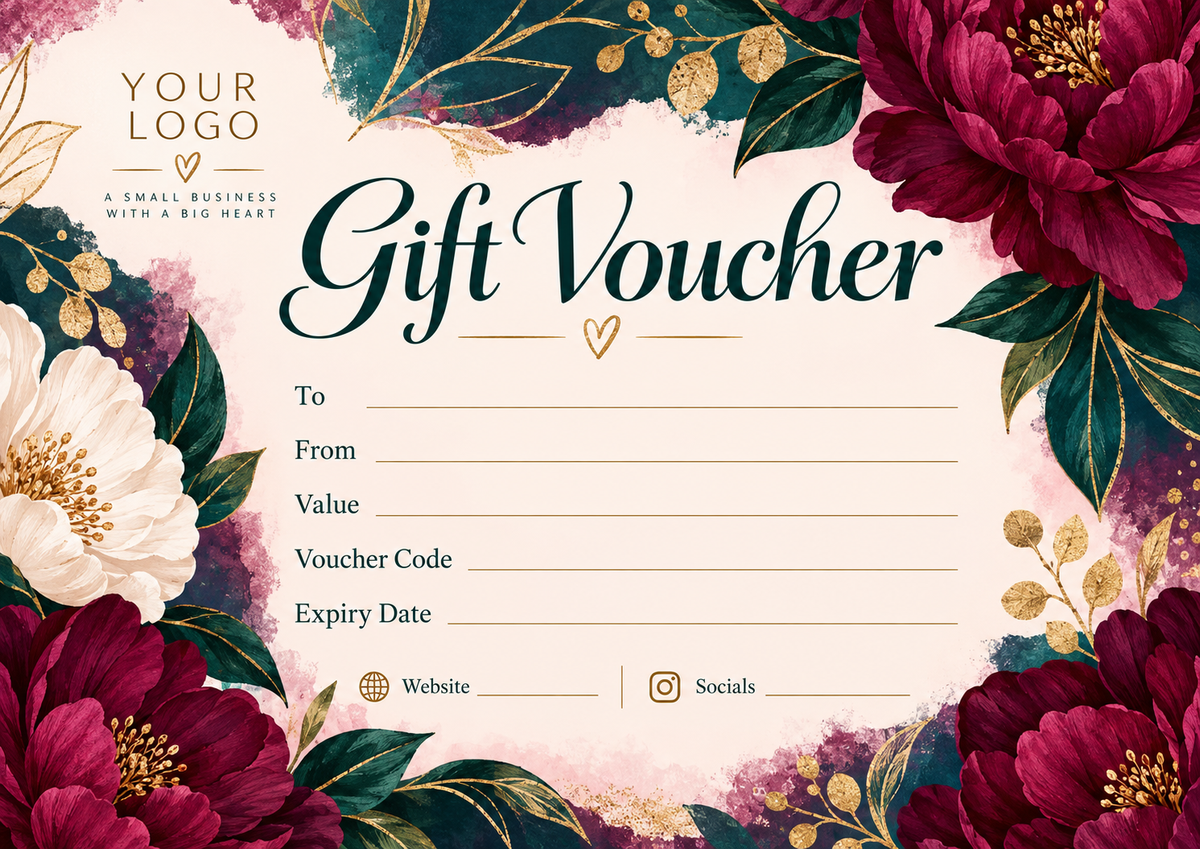 Personalised A6 gift voucher design 9