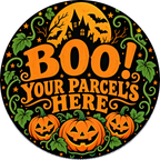 Halloween Happy Mail round label design 2