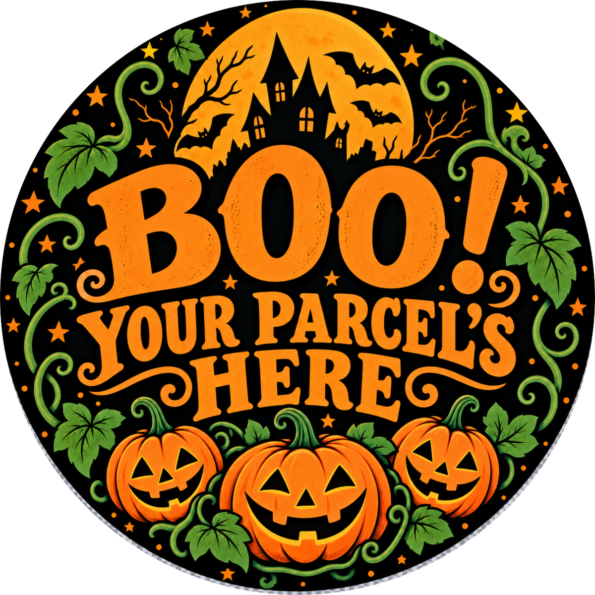 Halloween Happy Mail round label design 2