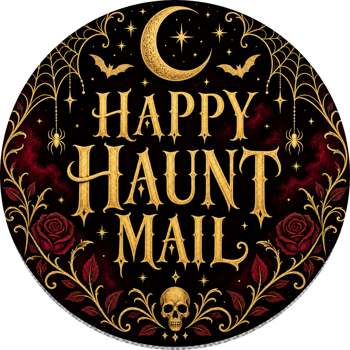 Halloween Happy Mail round label design 3