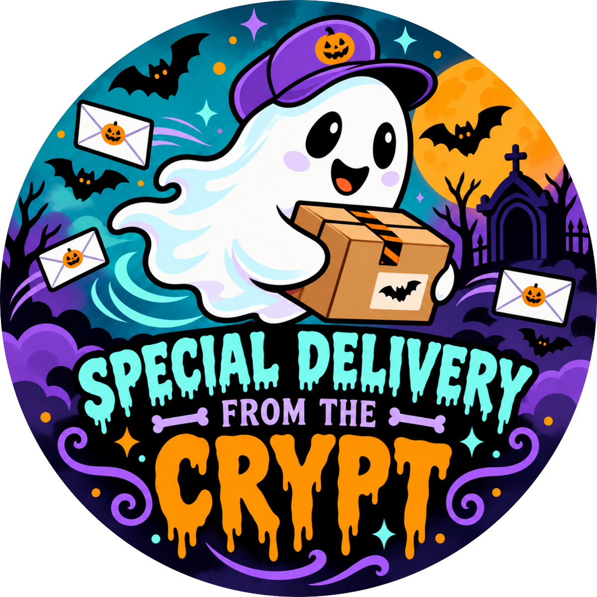 Halloween Happy Mail round label design 6
