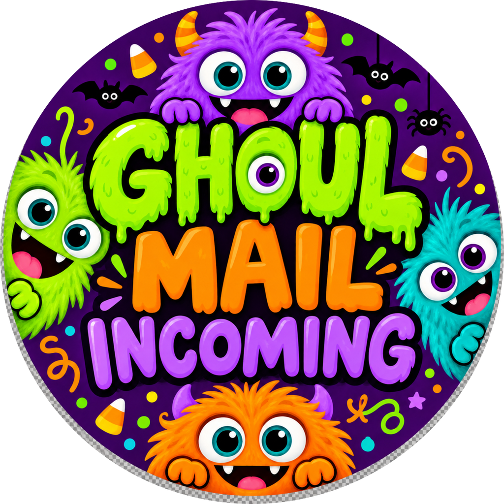 Halloween Happy Mail round label design 9