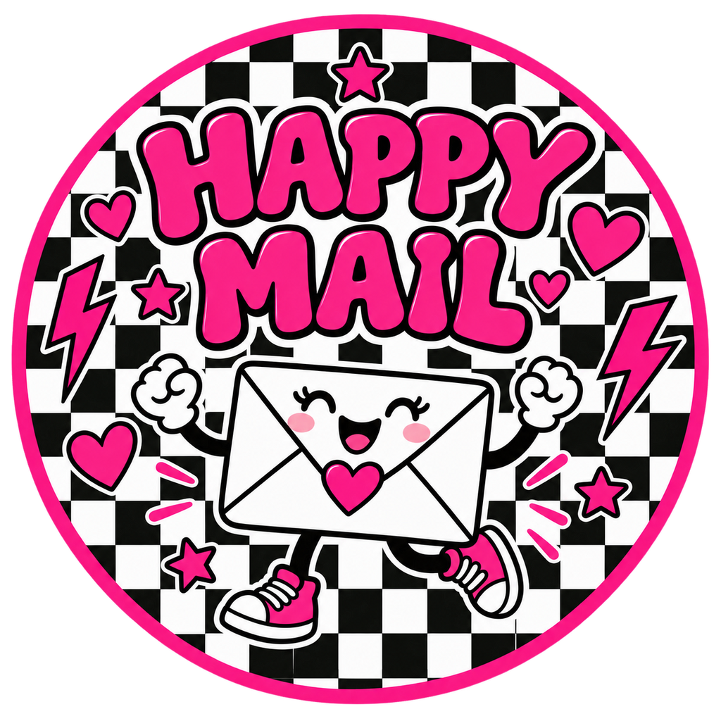 Happy Mail round label design 1