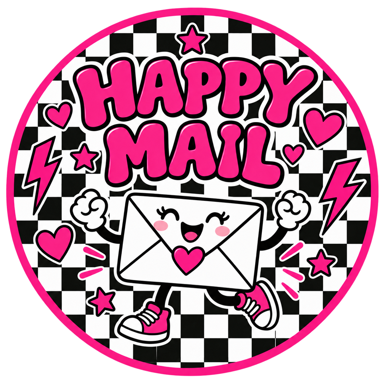 Happy Mail round label design 1