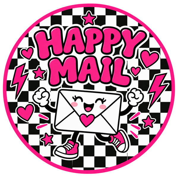 Happy Mail round label design 1