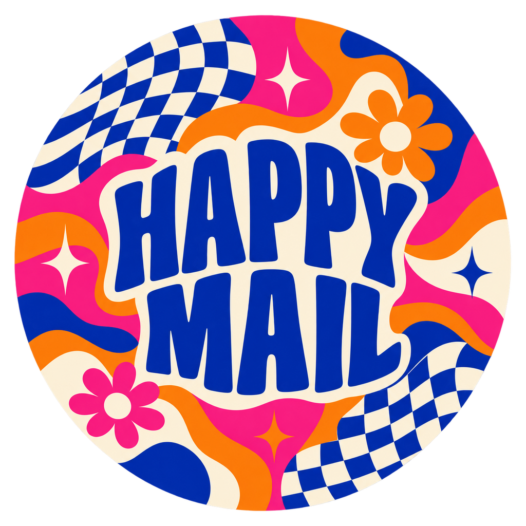 Happy Mail round label design 10