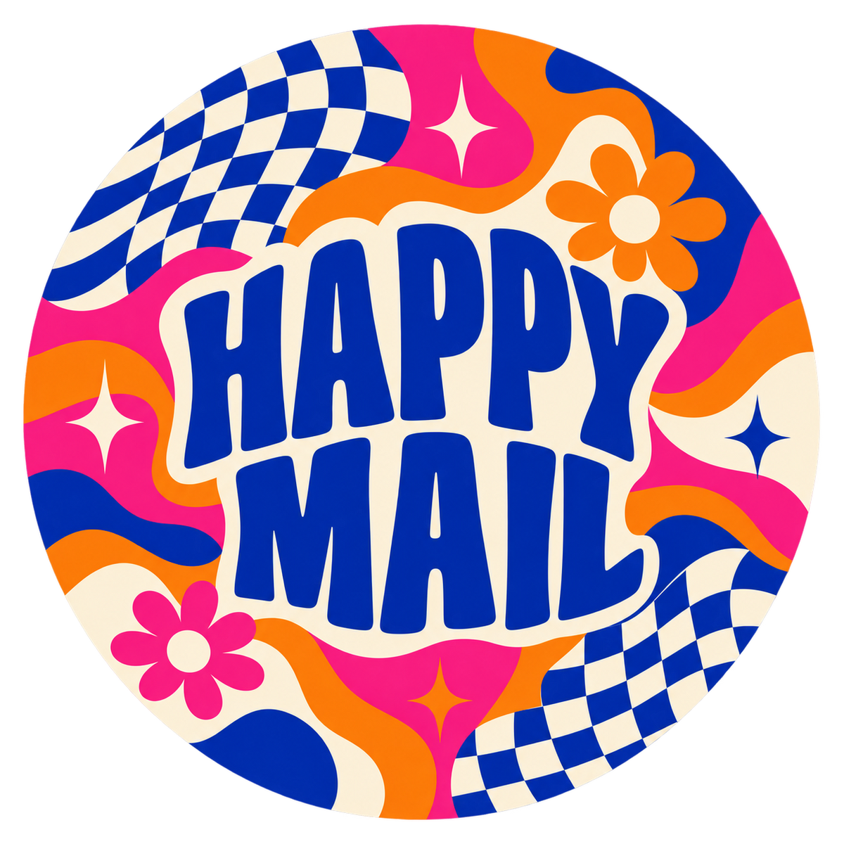 Happy Mail round label design 10