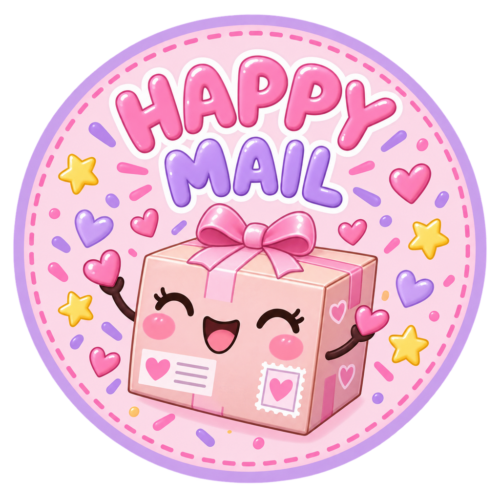 Happy Mail round label design 2
