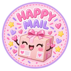 Happy Mail round label design 2