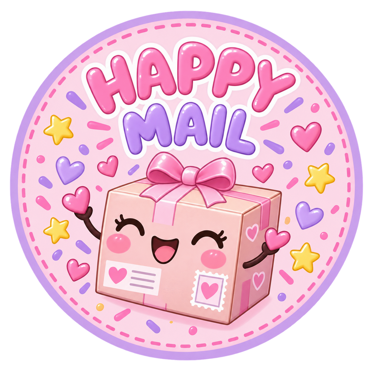 Happy Mail round label design 2
