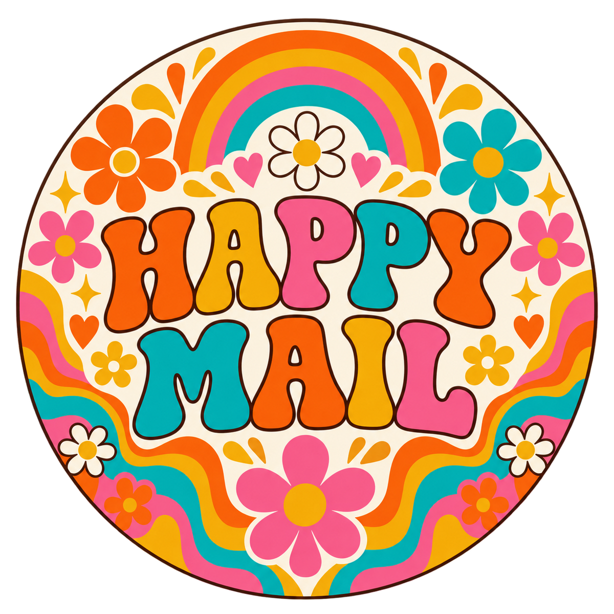 Happy Mail round label design 3